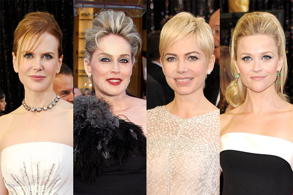 oscars 2011 hair trend Nicole Kidman Sharon Stone Michelle Williams Reese Witherspoon 