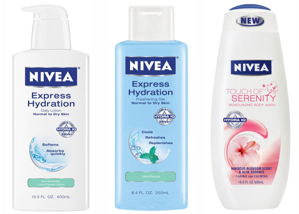 NIVEA express hydration lotion freshening gel body wash