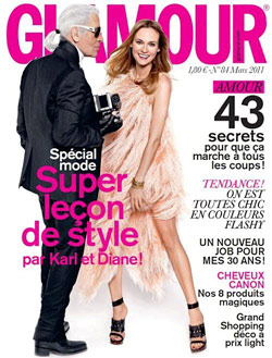 Glamour Paris March 2011 cover Karl Lagerfeld Diane Kruger 