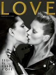 Kate Moss kisses Lea T Love Magazine cover