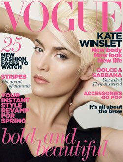 Kate Winslet blonde pixie  April cover Vogue UK.