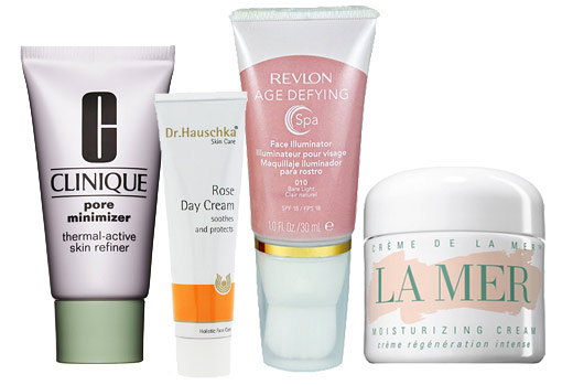 Clinique Pore Minimizer, Dr. Hauschka Rose Day Cream, Revlon Age Defying Spa Face Illuminator  Crème de la Mer Moisturizing Cream