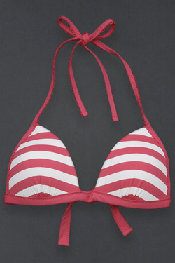 Abercrombie Kids pink striped "Ashley" push-up triangle bikini top 