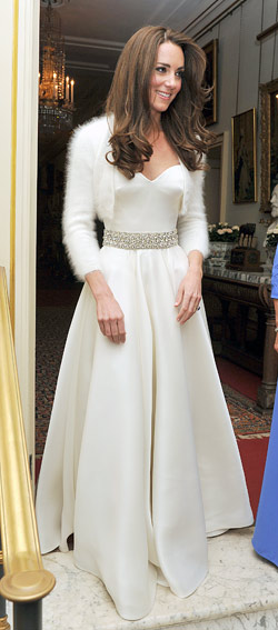 kate middleton wedding party dress mcqueen sweater bolero