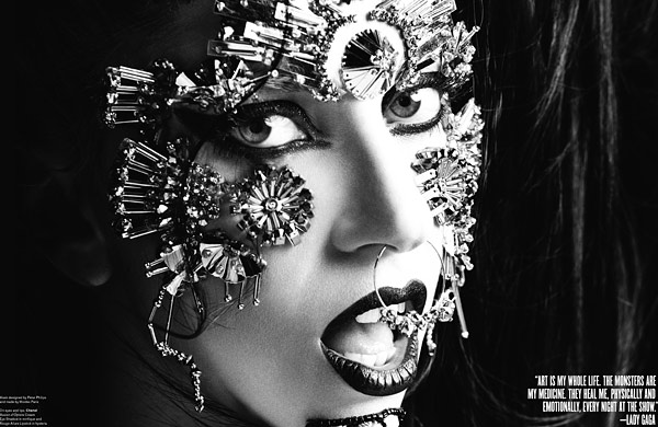 Lady Gaga V Magazine facial embellishments