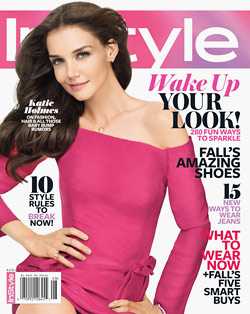 Katie Holmes InStyle August cover pink Lanvin