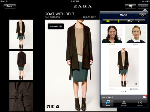 zara iphone app incorporates video chat