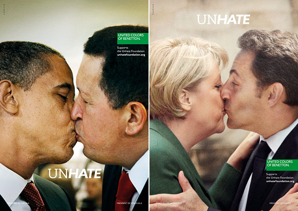 barack obama kissing hugo chavez united colors of benneton unhate ad