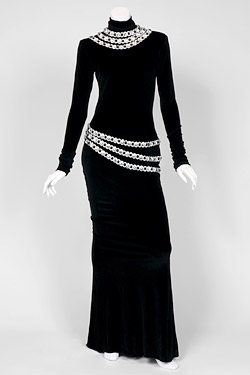 Whitney Houston black velvet gown