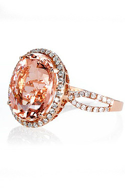 Blue Nile diamond and morganite ring