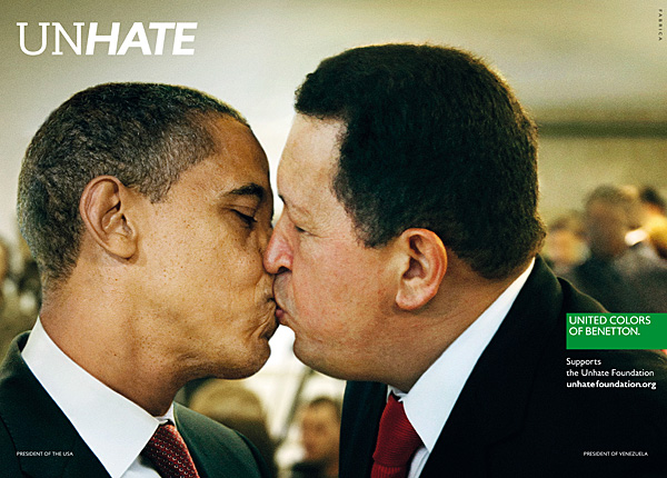 President Obama Hugo Chávez Benetton UNHATE campaign