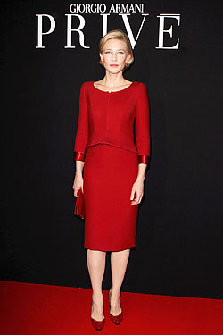 Cate Blanchett red Armani Privé skirt suit